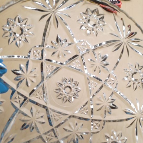 Vintage Anchor Hocking Star Of David Prescut Glass Plate 13.5" - Picture 13 of 15